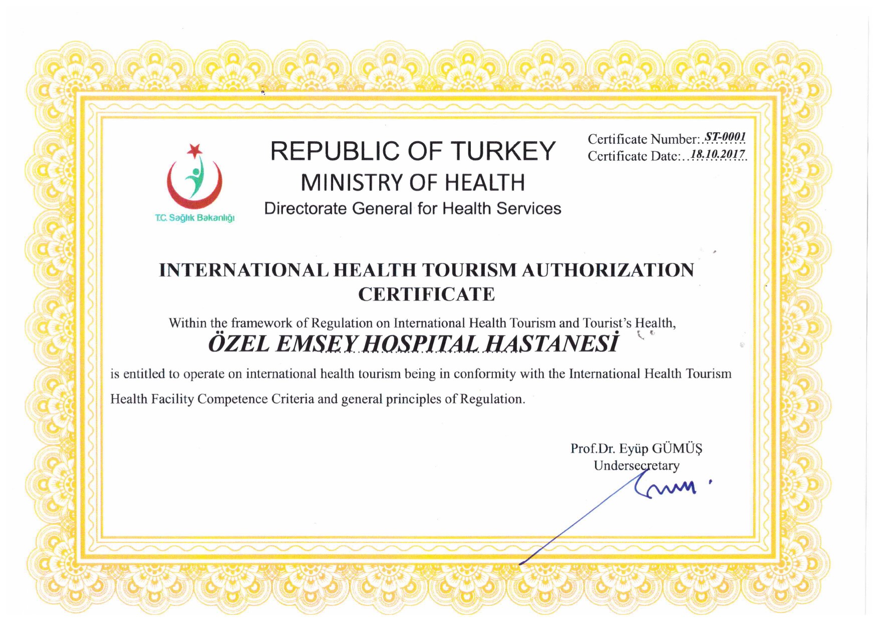 Health Tourism Authorization Certificate